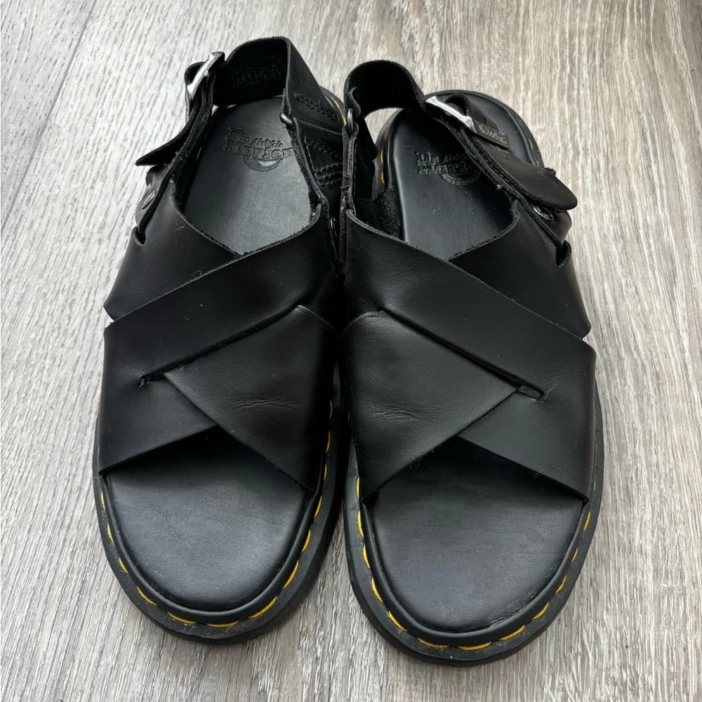 Dr. Martens Zane Black Leather Cross-Strap Sandals size 8 - Picture 3 of 7